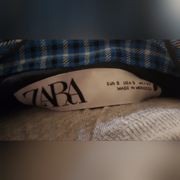 Zara Blue Checked Cropped Blazer - Picture 7 of 8
